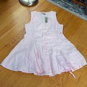 J.Crew Petite mini dress 100% linen in iced strawberry NWT size 10p